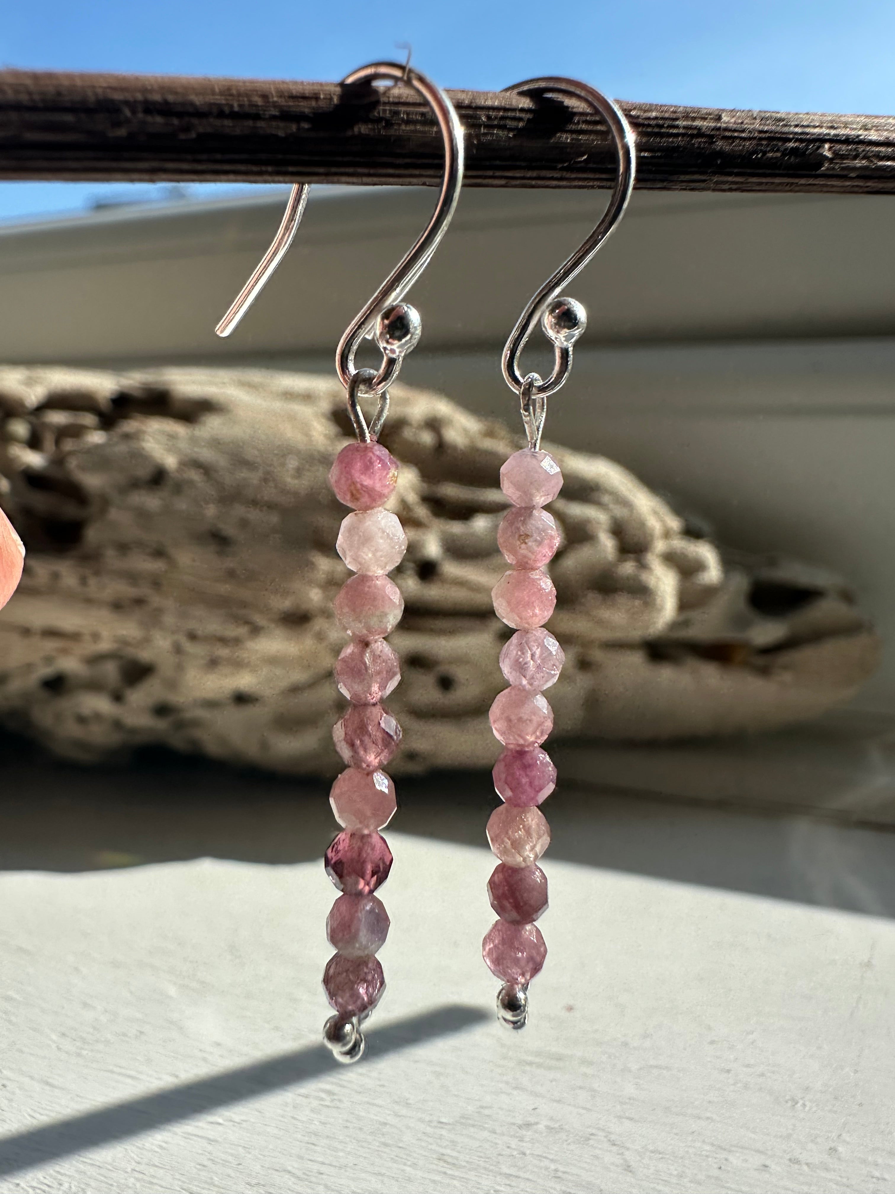 Pink Tourmaline Dangle Earrings