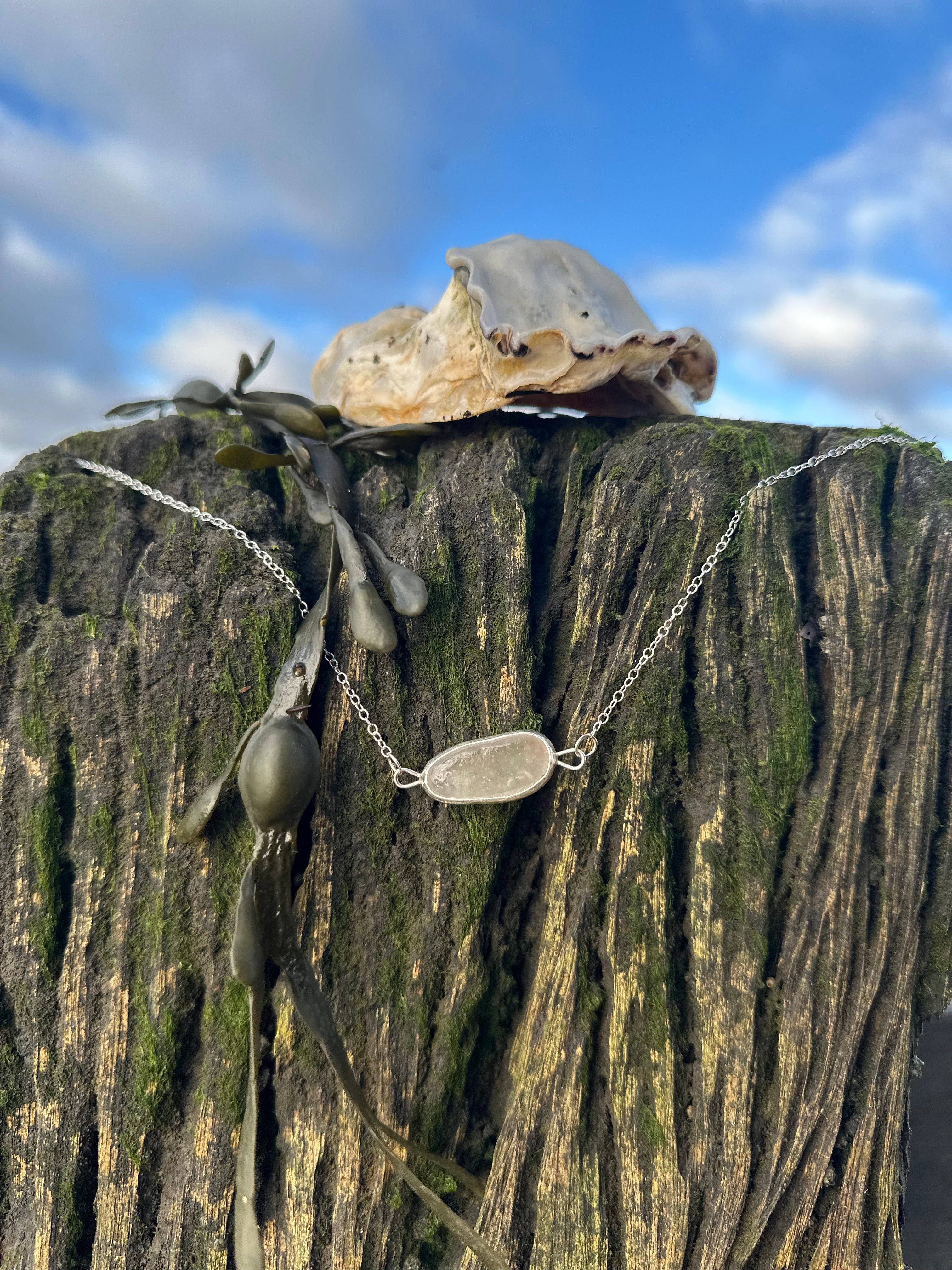 Beachcomber's Treasure - White Sea Glass Necklace