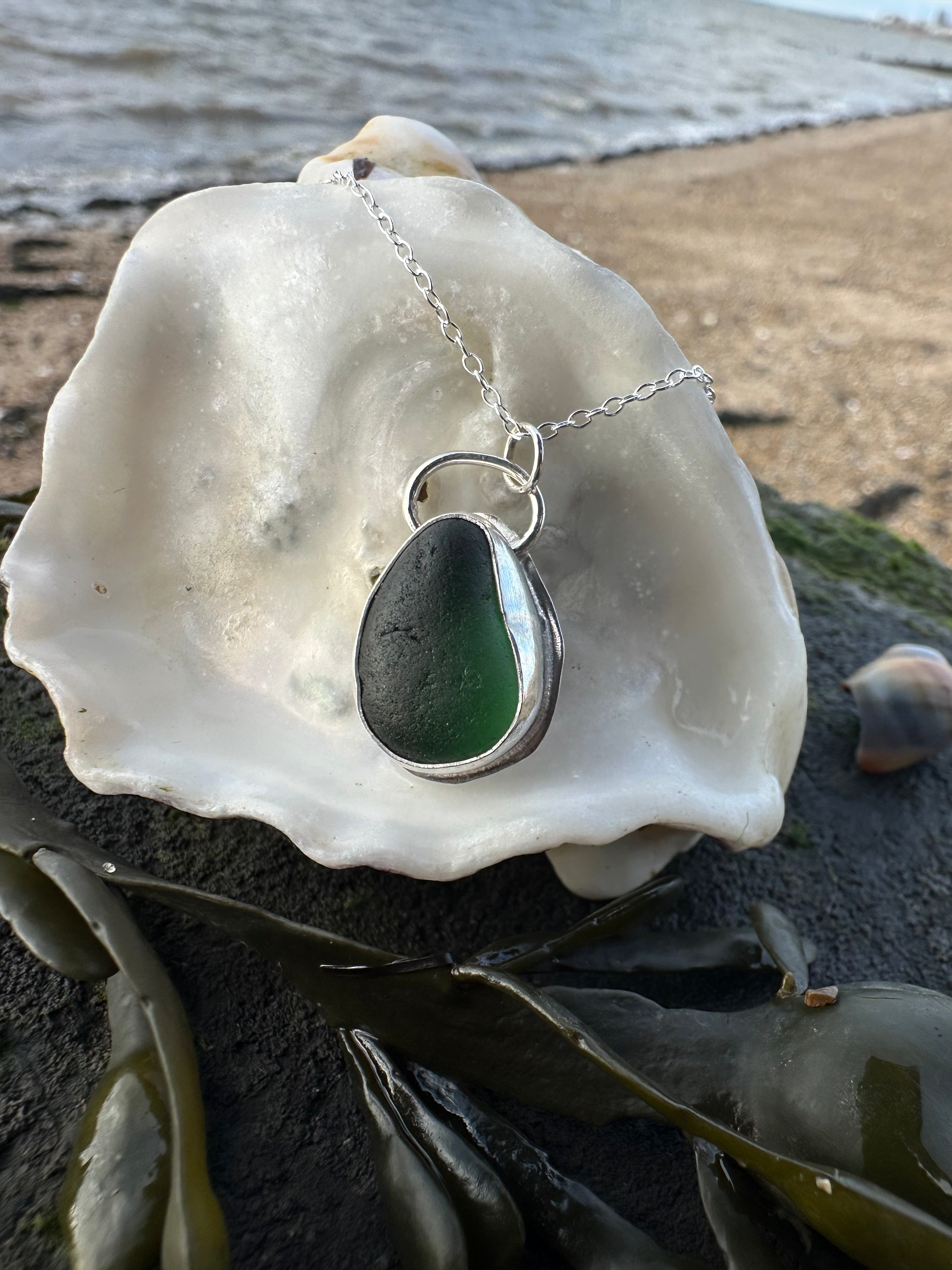 Classic Sea Glass Pendant in Green
