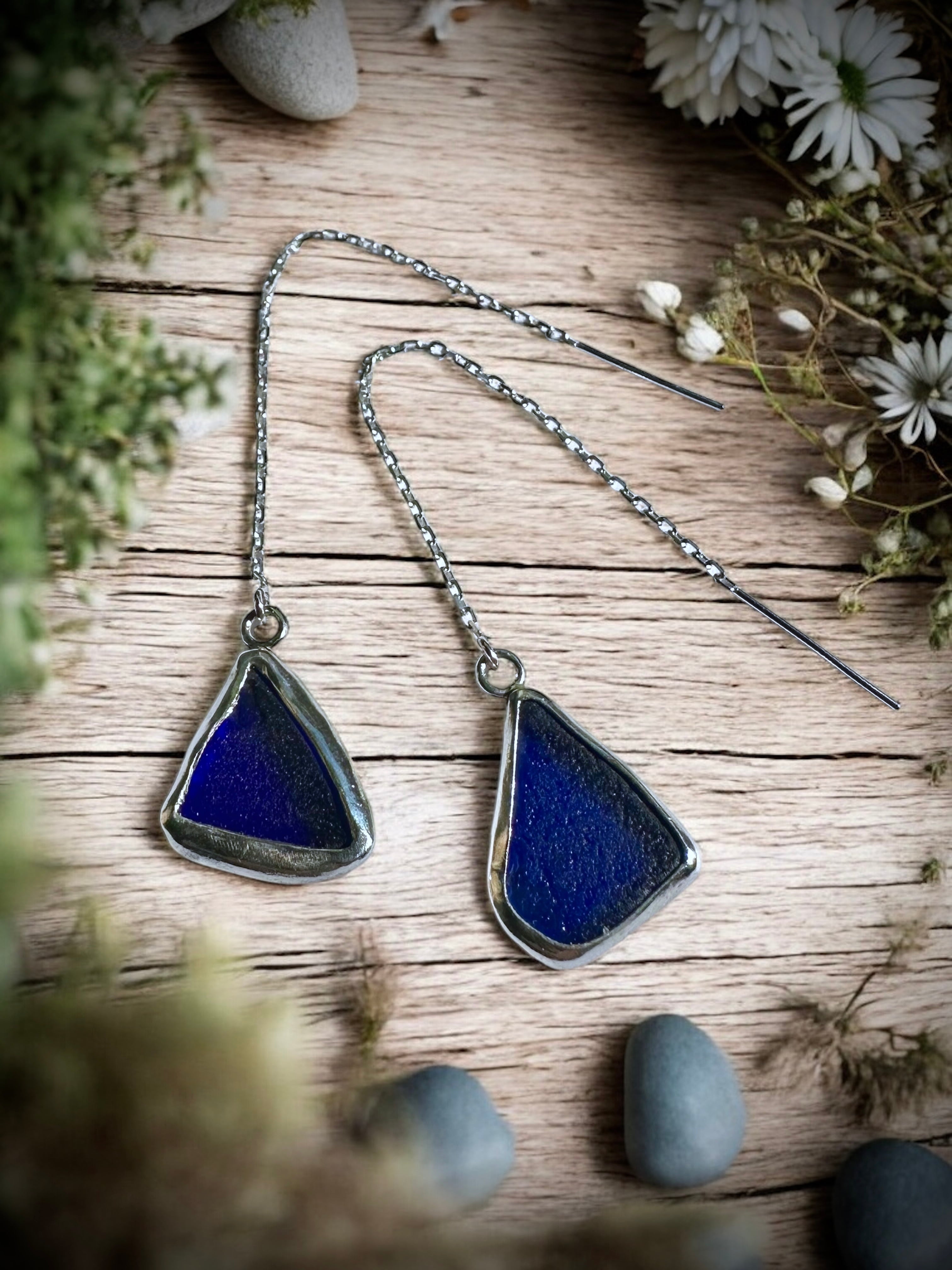 Cobalt Blue Threader Earrings