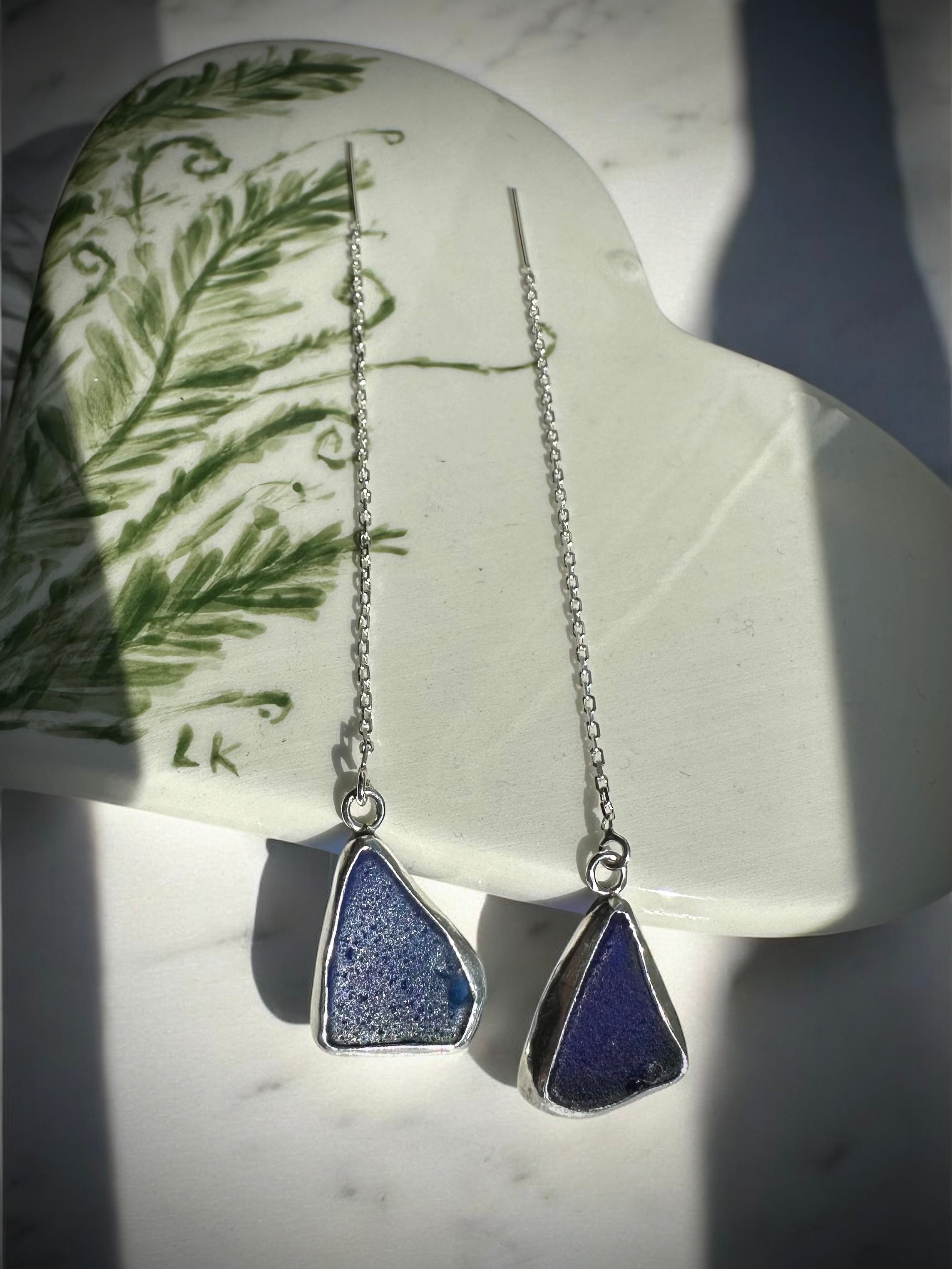 Cobalt Blue Threader Earrings